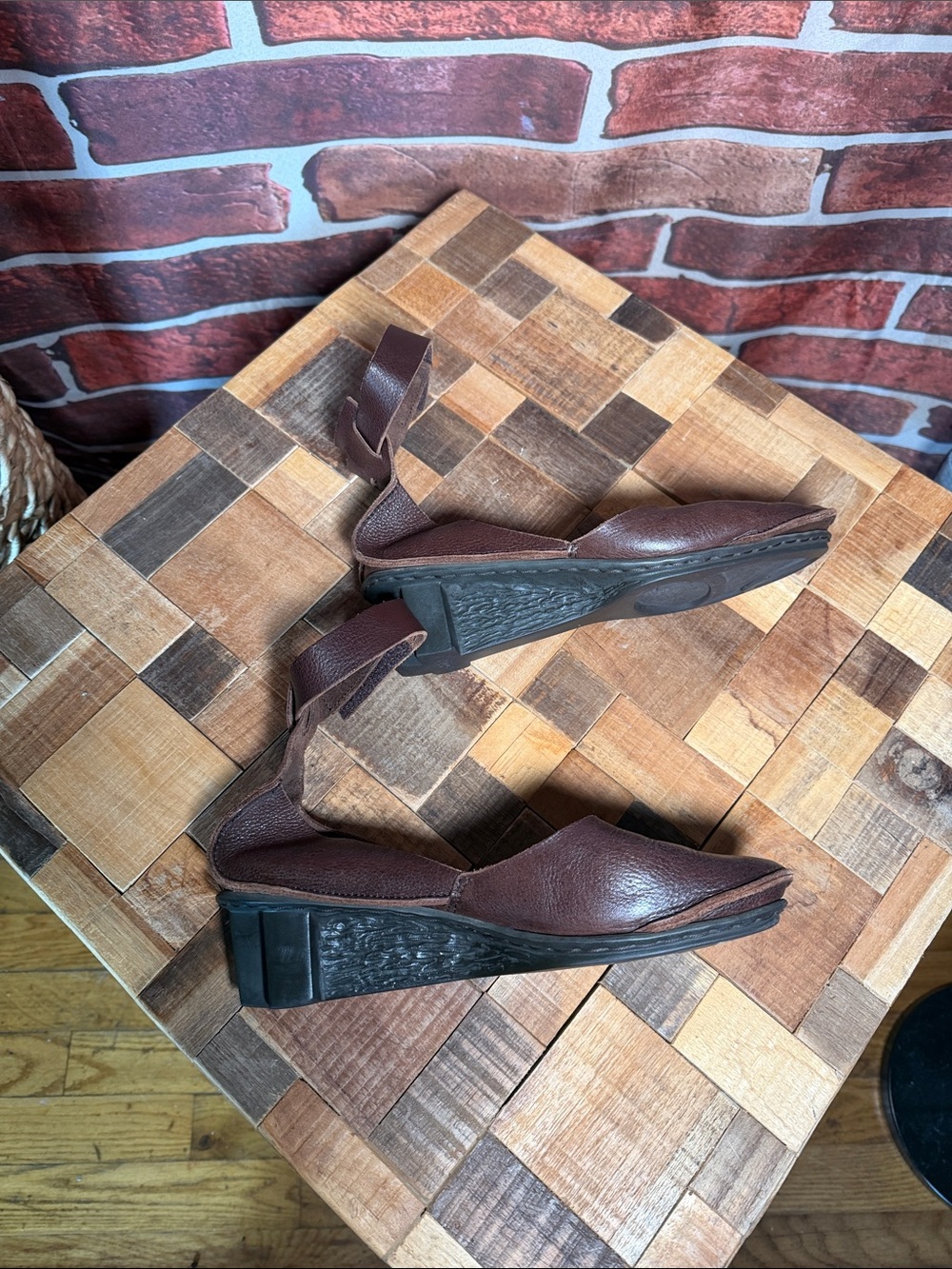 🥿 Trippen Brown Leather Platform Slingback Heels EU 38 (8 US) Germany - Picture 8 of 9